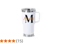Termo personalizado blanco con la letra "M" y el nombre "Maribel" en naranja. Ideal para llevar tus bebidas.