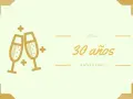 Dos copas de champán chocan, celebrando 30 años de casados. ¡Feliz aniversario!