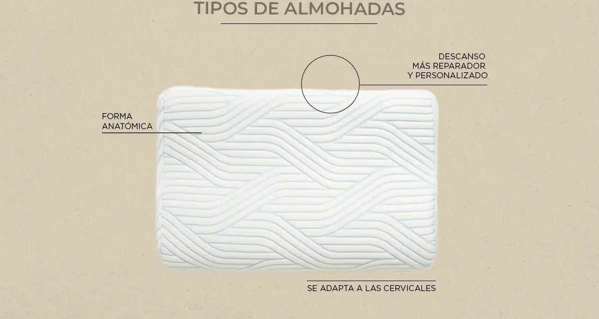 Almohada personalizada con forma anatómica que se adapta a las cervicales para un descanso más reparador.