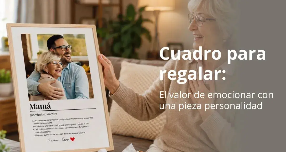 Un cuadro con nombre y significado, mostrando una foto de una madre e hijo riendo, con la definición de "Mamá" y un mensaje personal.