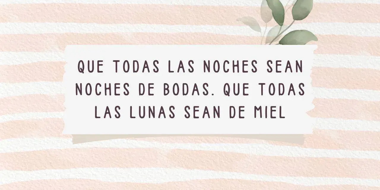 Un mensaje con deseos de boda: "Que todas las noches sean noches de bodas. Que todas las lunas sean de miel.