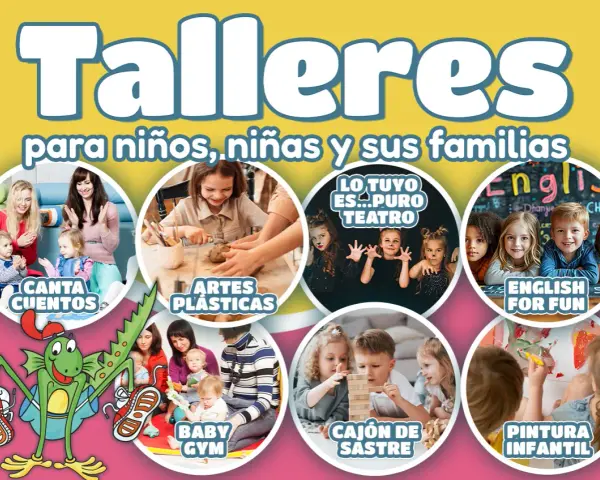Diversas actividades para niños: Canta cuentos, artes plásticas, teatro, inglés, baby gym, cajón de sastre y pintura infantil. ¡Excelentes talleres infantiles ideas!
