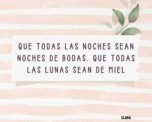 Un mensaje con deseos de boda: "Que todas las noches sean noches de bodas. Que todas las lunas sean de miel.
