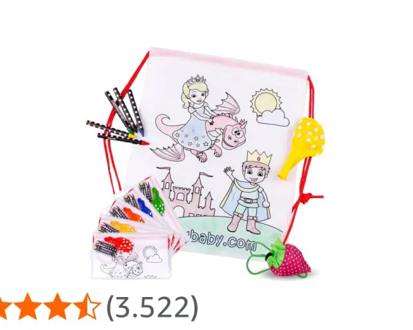 Mochila para colorear con un príncipe, dragón y castillo. Incluye rotuladores y accesorios divertidos.