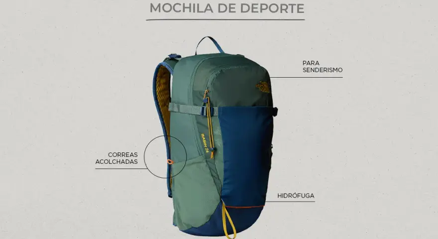 Mochila deporte personalizada, ideal para senderismo, con correas acolchadas y material hidrófugo.