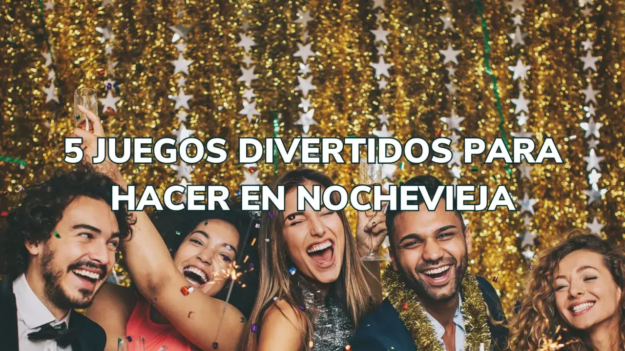 Un grupo de amigos ríe y celebra con confeti y luces de bengala. El texto dice